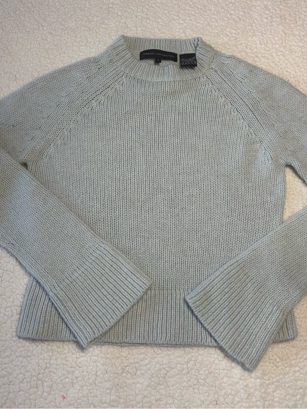 French Connection Lambswool Alpaca Blend Mock Neck Ribbed Sweater Mint Size L
